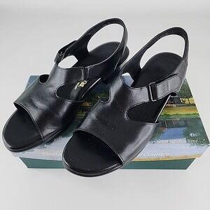 SAS Women's Size 10M Black Leather Tripad Comfort Suntimer Sandal Shoes W/ Box